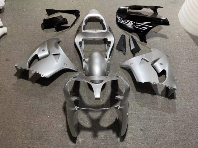 Plata Brillante Negro Carenado & Plástico Moto Kawasaki ZX9R 02-03 Plata Brillante Negro Carenado & Plástico Moto Kawasaki ZX9R 02-03