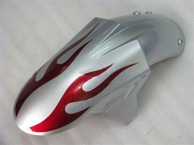 Plata Rojo Llamas Carenado Moto Kawasaki ZX6R 05-06