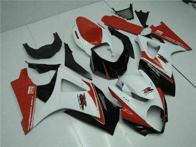 Rojo Blanco ABS Moto Plástica Suzuki GSXR 1000 K7 07-08 Rojo Blanco ABS Moto Plástica Suzuki GSXR 1000 K7 07-08