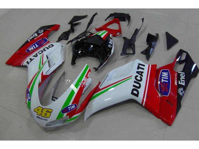 Rojo Blanco Amarillo 46 Carenado Moto Ducati 848 1098 1198 07-14 Rojo Blanco Amarillo 46 Carenado Moto Ducati 848 1098 1198 07-14