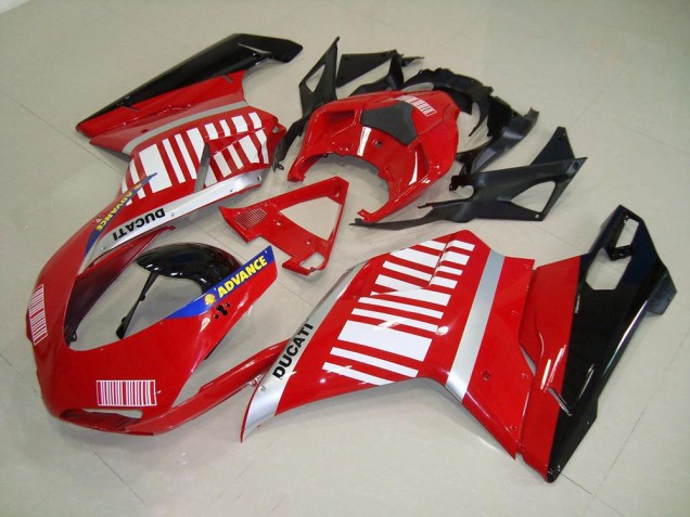 Rojo Blanco Carenado Moto & Plástico Ducati 848 1098 1198 07-14 Rojo Blanco Carenado Moto & Plástico Ducati 848 1098 1198 07-14