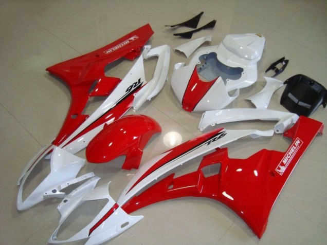Rojo Blanco Carenados Moto Yamaha R6 06-07