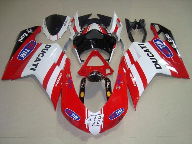 Rojo Blanco Tim 46 Carenado Moto Ducati 1098 07-14
