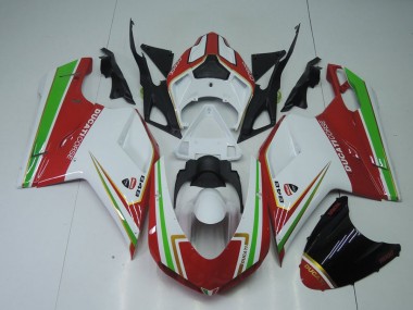 Rojo Blanco & Verde Carenado Moto Ducati 848 1098 1198 07-14