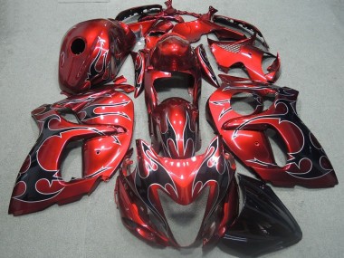 Rojo Negro Llama Carenado Moto Suzuki GSXR 1300 Hayabusa 08-19