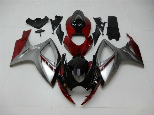 Rojo Plata Carenado Moto Suzuki GSXR 600 / 750 K6 06-07 Rojo Plata Carenado Moto Suzuki GSXR 600 / 750 K6 06-07
