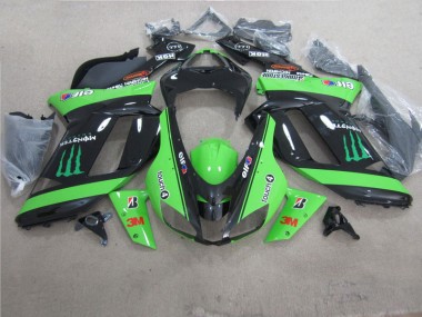 Verde Negro 3M Monster Carenado Moto Kawasaki ZX6R 07-08